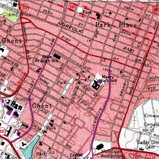 Topographic Map of Colonial Avenue United Methodist Church, VA