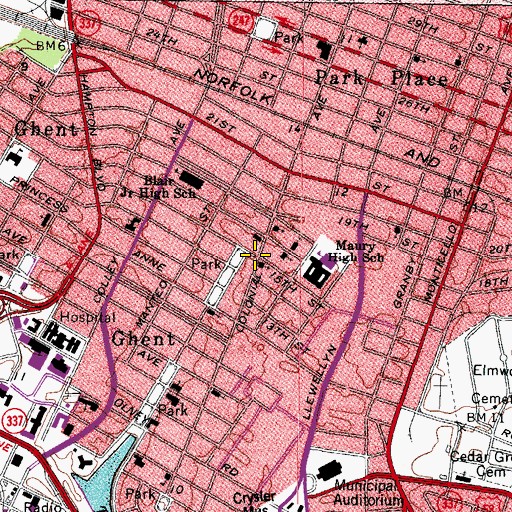 Topographic Map of Colonial Avenue United Methodist Church, VA