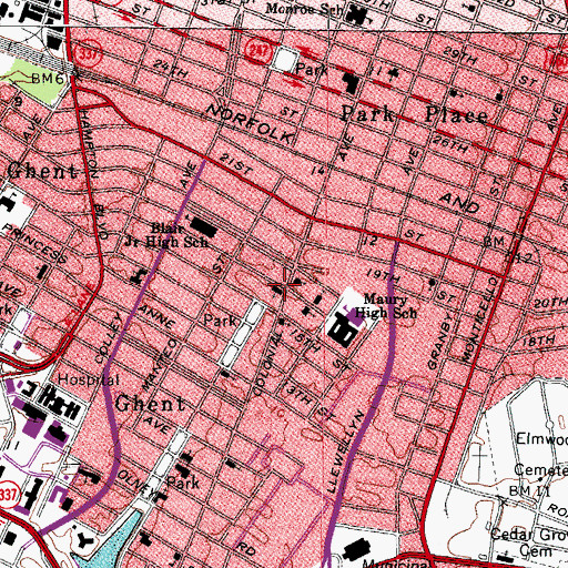 Topographic Map of Saint Mark Rzua Church, VA