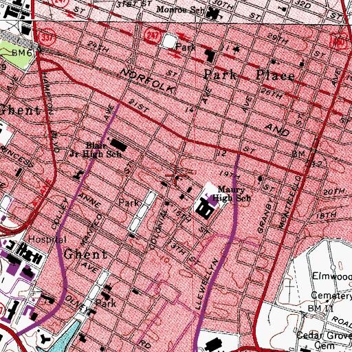 Topographic Map of First Christian Church, VA