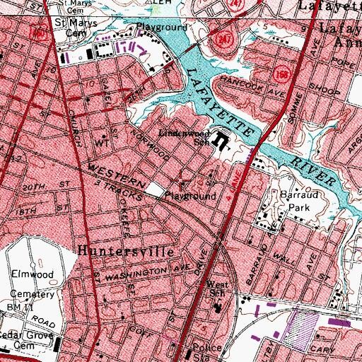 Topographic Map of Mount Olive Baptist Church, VA