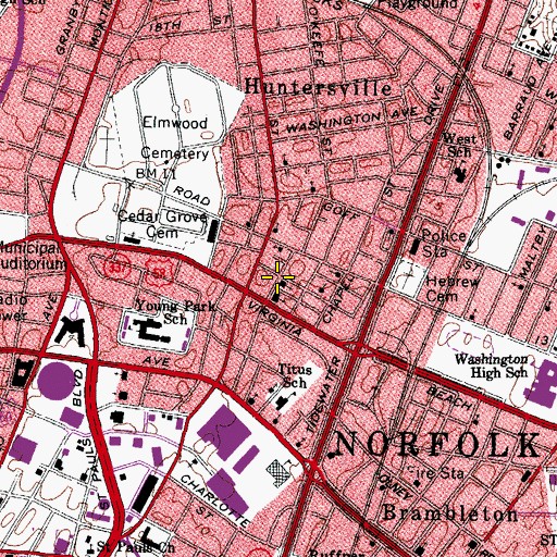 Topographic Map of First Calvary Baptist Church, VA