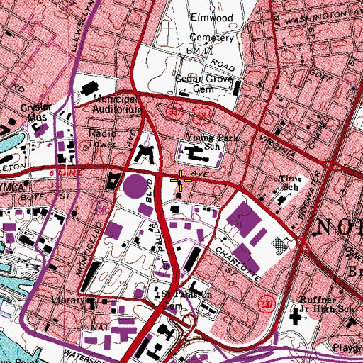 Topographic Map of First Baptist Church, VA