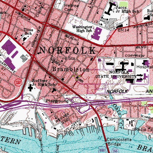 Topographic Map of Shiloh Baptist Church, VA