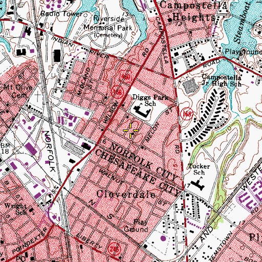 Topographic Map of Saint Paul Church of God in Christ, VA