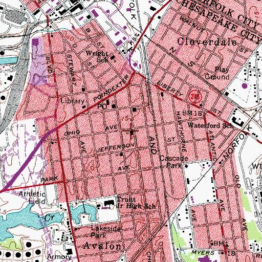 Topographic Map of Chesapeake Avenue United Methodist Church, VA