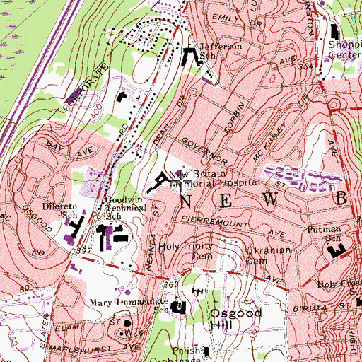 Topographic Map of Hospital for Special Care, CT