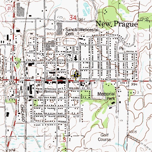 Topographic Map of Saint Wenceslaus Catholic Church, MN