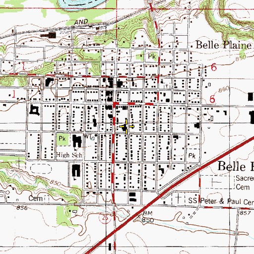 Topographic Map of Saint Johns Lutheran Church, MN