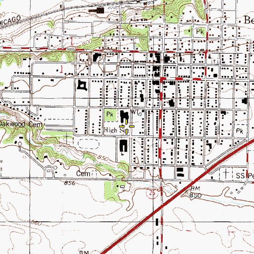 Topographic Map of Belle Plaine Junior High School, MN