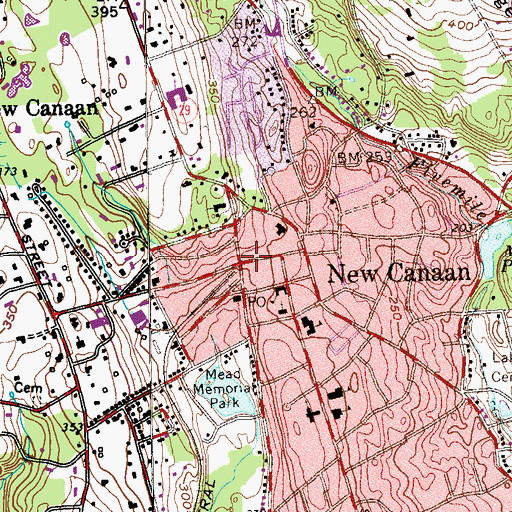 Topographic Map of New Canaan, CT