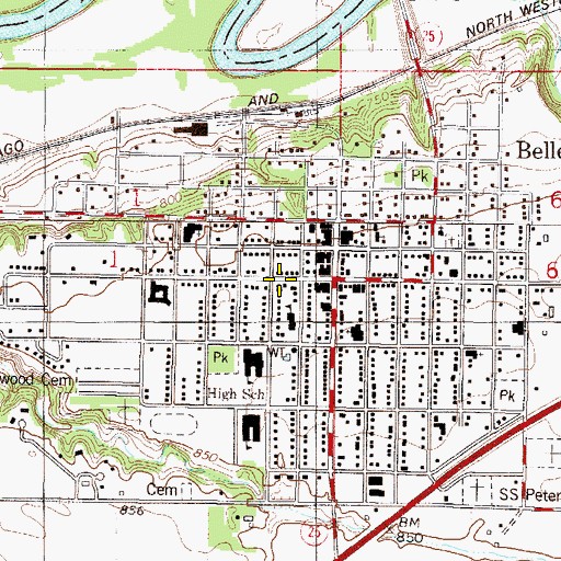 Topographic Map of First Presbyterian Church, MN