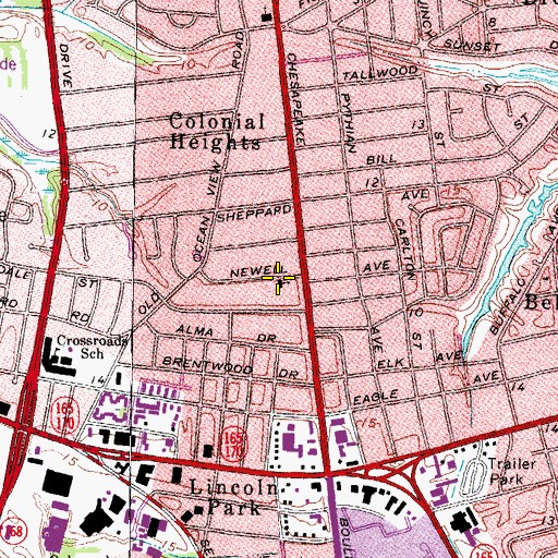 Topographic Map of Calvary Church of the Nazarene, VA