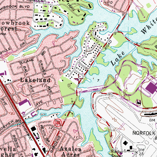 Topographic Map of Norfolk Garden Baptist Church, VA