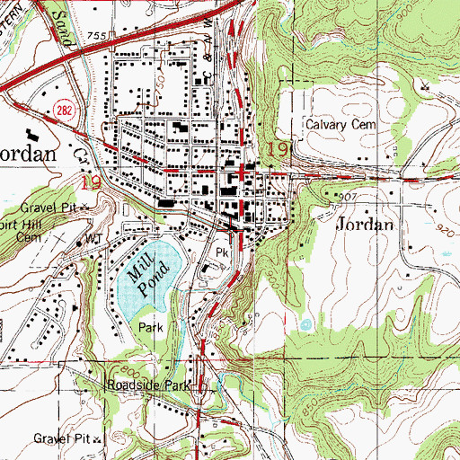 Topographic Map of Jordan Public Library, MN