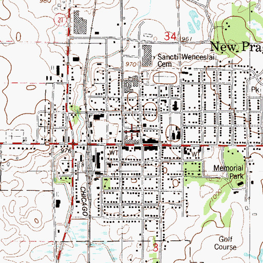 Topographic Map of New Prague Police Department, MN