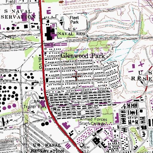 Topographic Map of Glenwood Park Presbyterian Church, VA