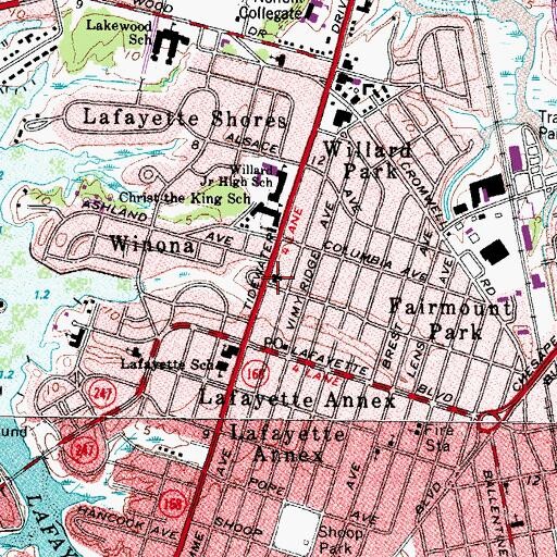 Topographic Map of Temple Baptist Church, VA
