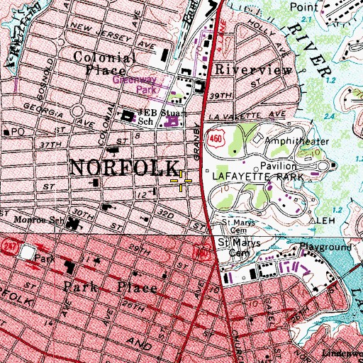 Topographic Map of Angelic Church of God and Christ, VA