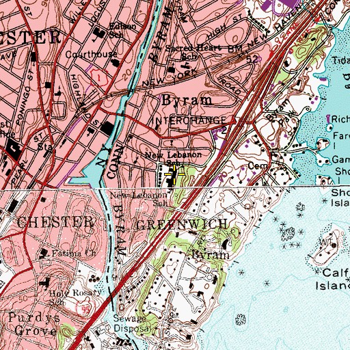 Topographic Map of New Lebanon School, CT