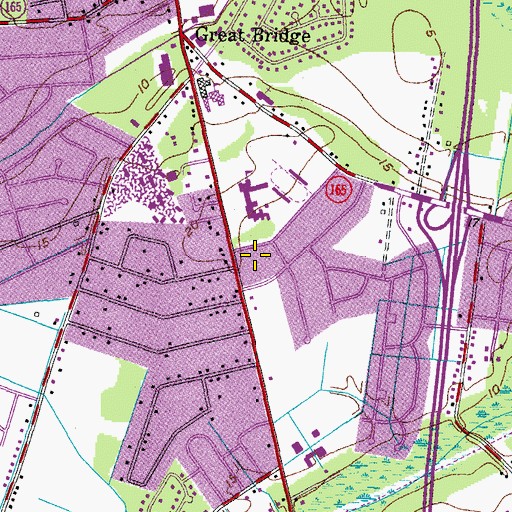 Topographic Map of Great Bridge United Methodist Church, VA