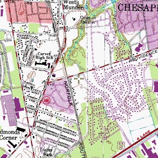 Topographic Map of Holly Point Shopping Center, VA