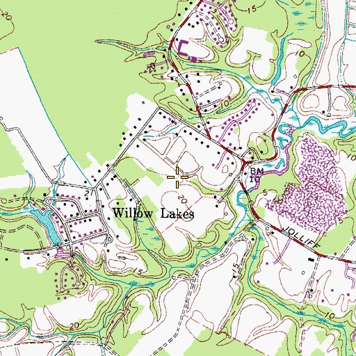 Topographic Map of Davids Mill, VA