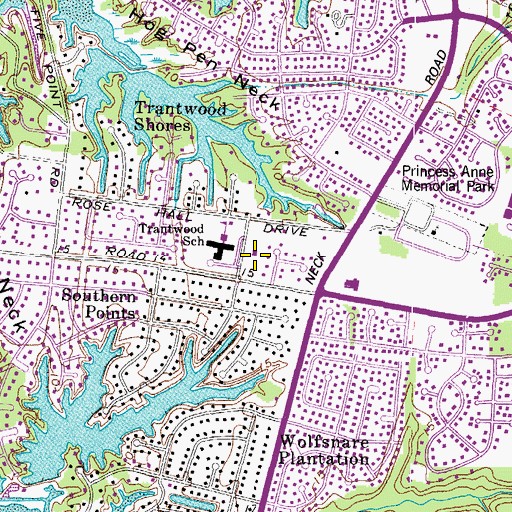 Topographic Map of Great Neck Baptist Church, VA