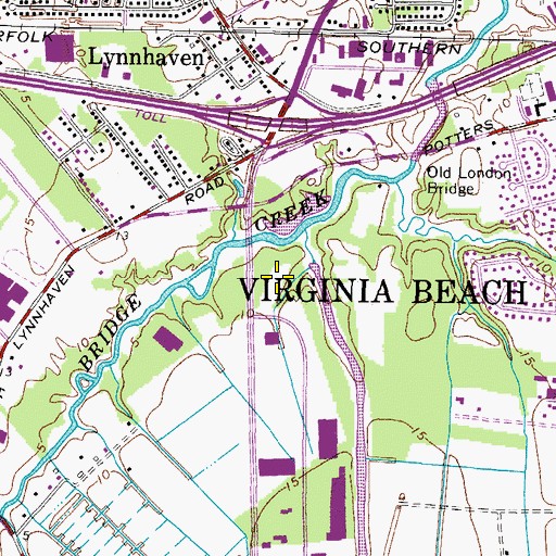 Topographic Map of Lynnhaven Commons Office Park, VA