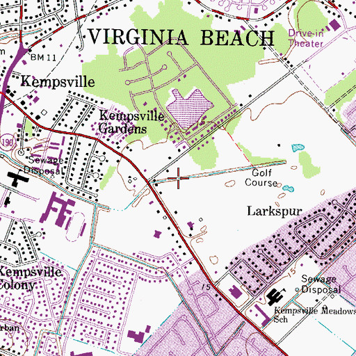 Topographic Map of Kempsville Marketplace Shopping Center, VA