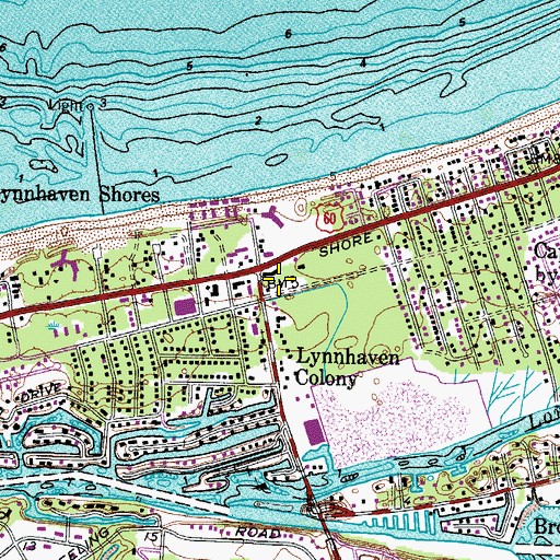 Topographic Map of Cape Henry Plaza Shopping Center, VA