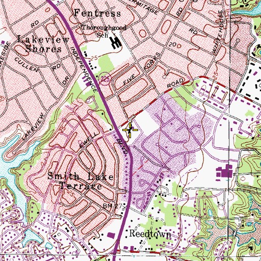 Topographic Map of Bayside Presbyterian Church, VA