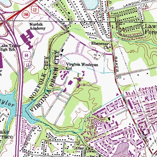 Topographic Map of Cunningham Gymnasium, VA