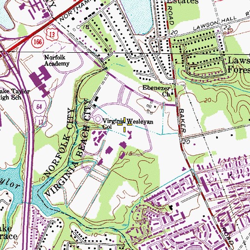 Topographic Map of East Hall, VA