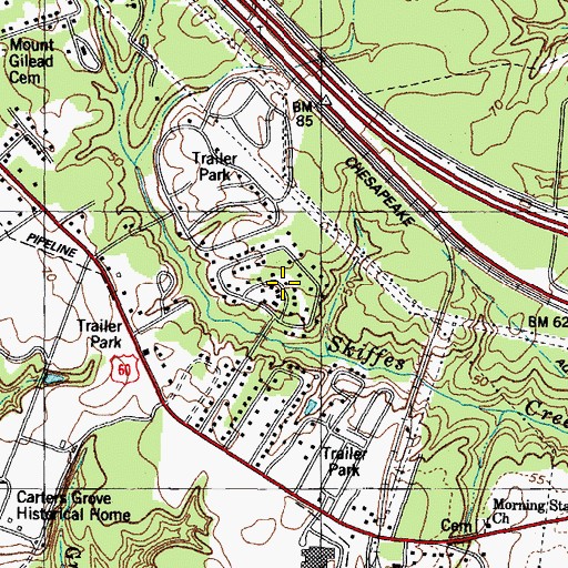 Topographic Map of Poplar Hall Plantation, VA