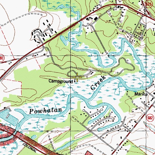 Topographic Map of First Settlers Campground, VA