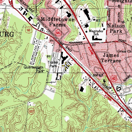 Topographic Map of Village of Williamsburg, VA
