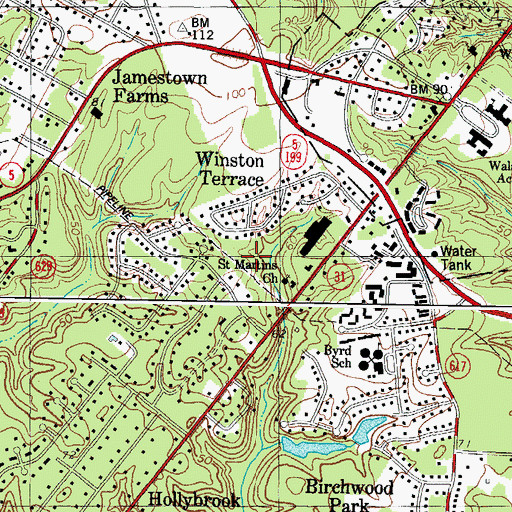 Topographic Map of Williamsburg Office Park, VA