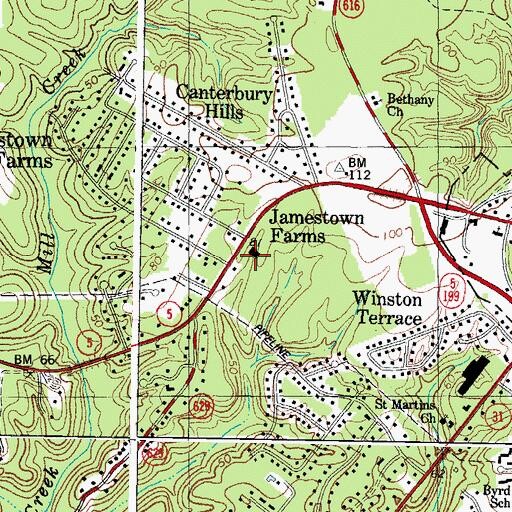 Topographic Map of James City Law Enforcement, VA
