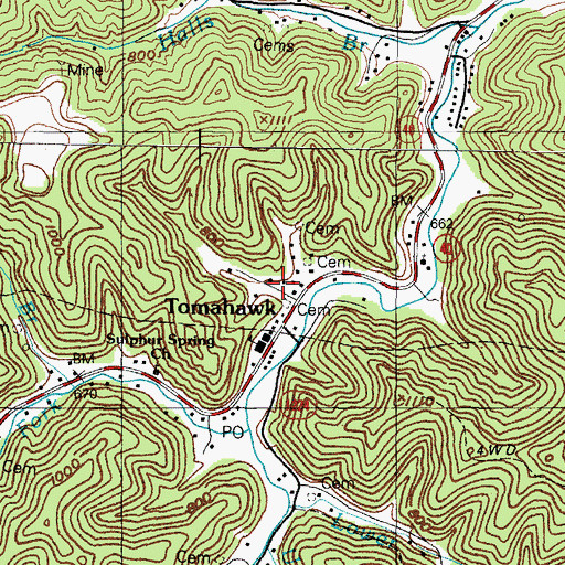 Topographic Map of Tomahawk Branch, KY