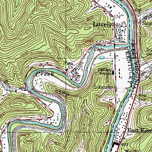 Topographic Map of West Lovely (historical), KY