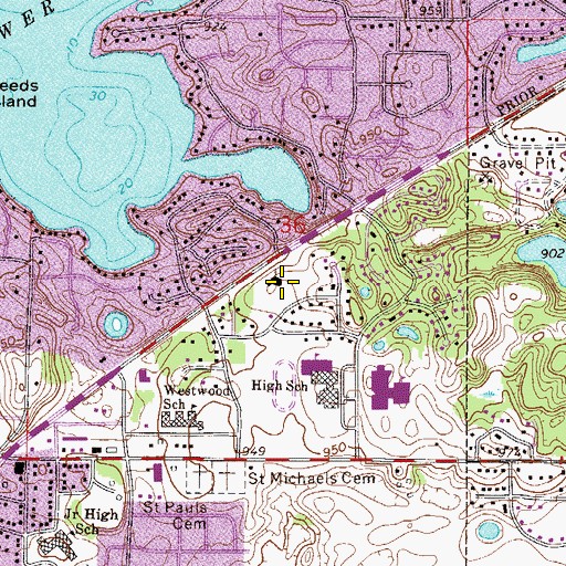 Topographic Map of Saint Paul's Lutheran Church, MN
