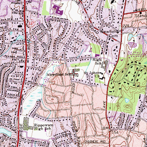 Topographic Map of Newfield School, CT
