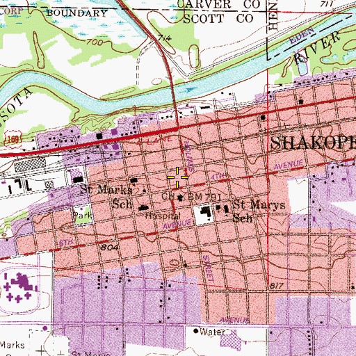 Topographic Map of Scott County Sheriff's Office, MN