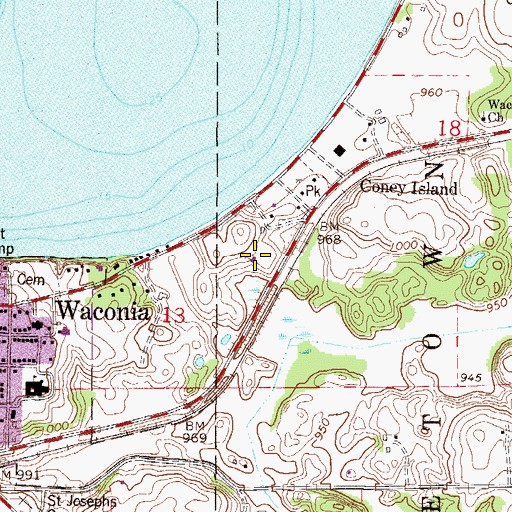 Topographic Map of Oakwood Community Church, MN