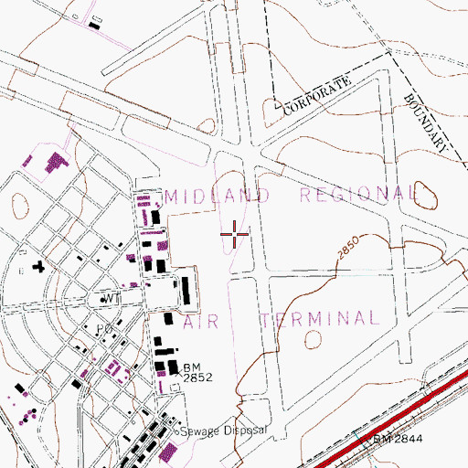 Topographic Map of Midland Army Air Field (historical), TX