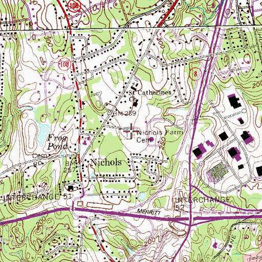 Topographic Map of Nichols Farm Cemetery, CT