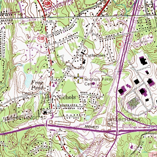 Topographic Map of Nichols Farm Cemetery, CT