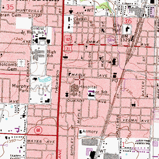 Topographic Map of Northwest Medical Center - Springdale, AR