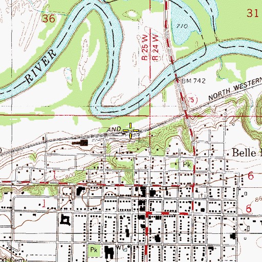Topographic Map of Belle Plaine, MN